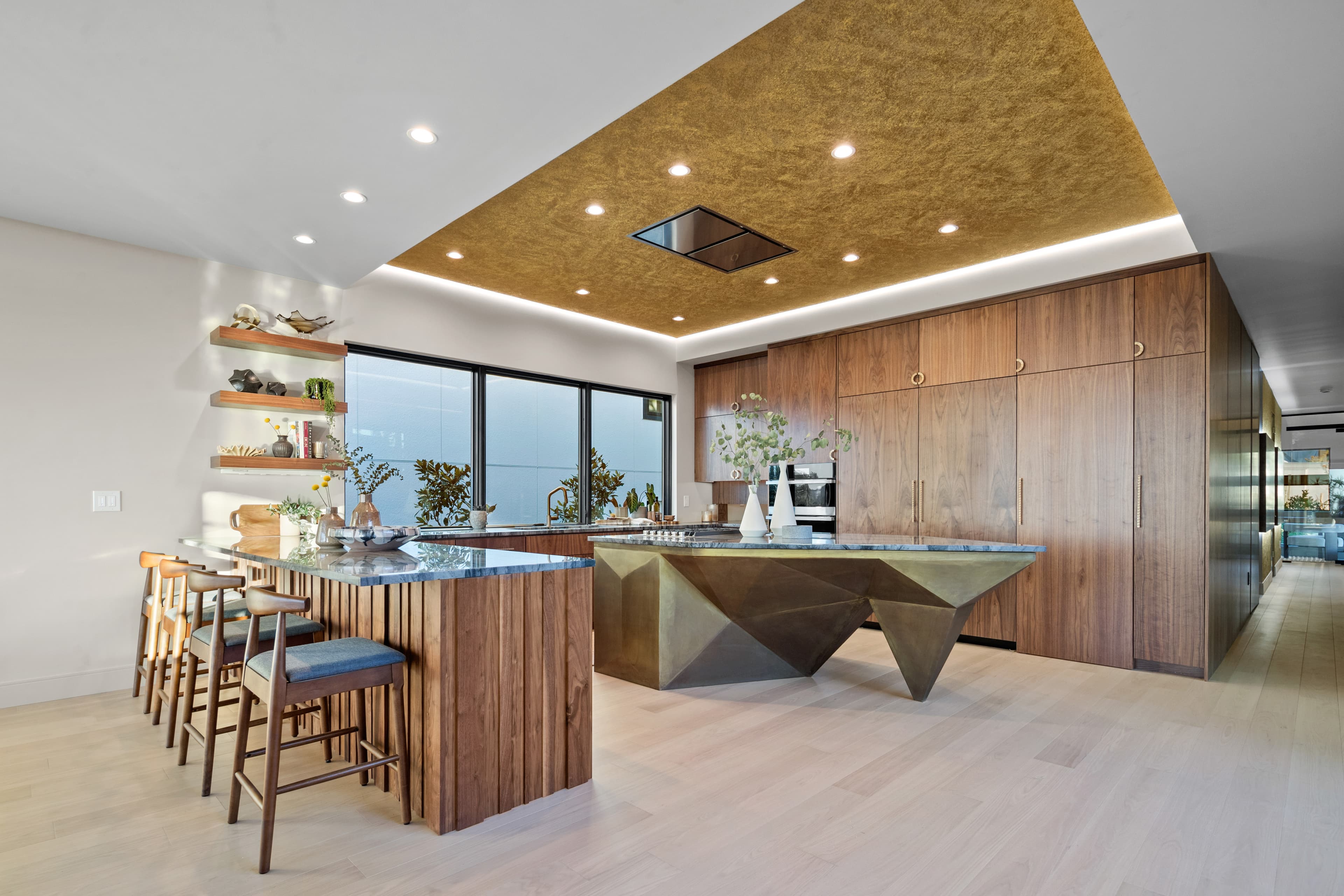 Custom faceted metal island base in the Creekside Homes Street of Dreams kitchen