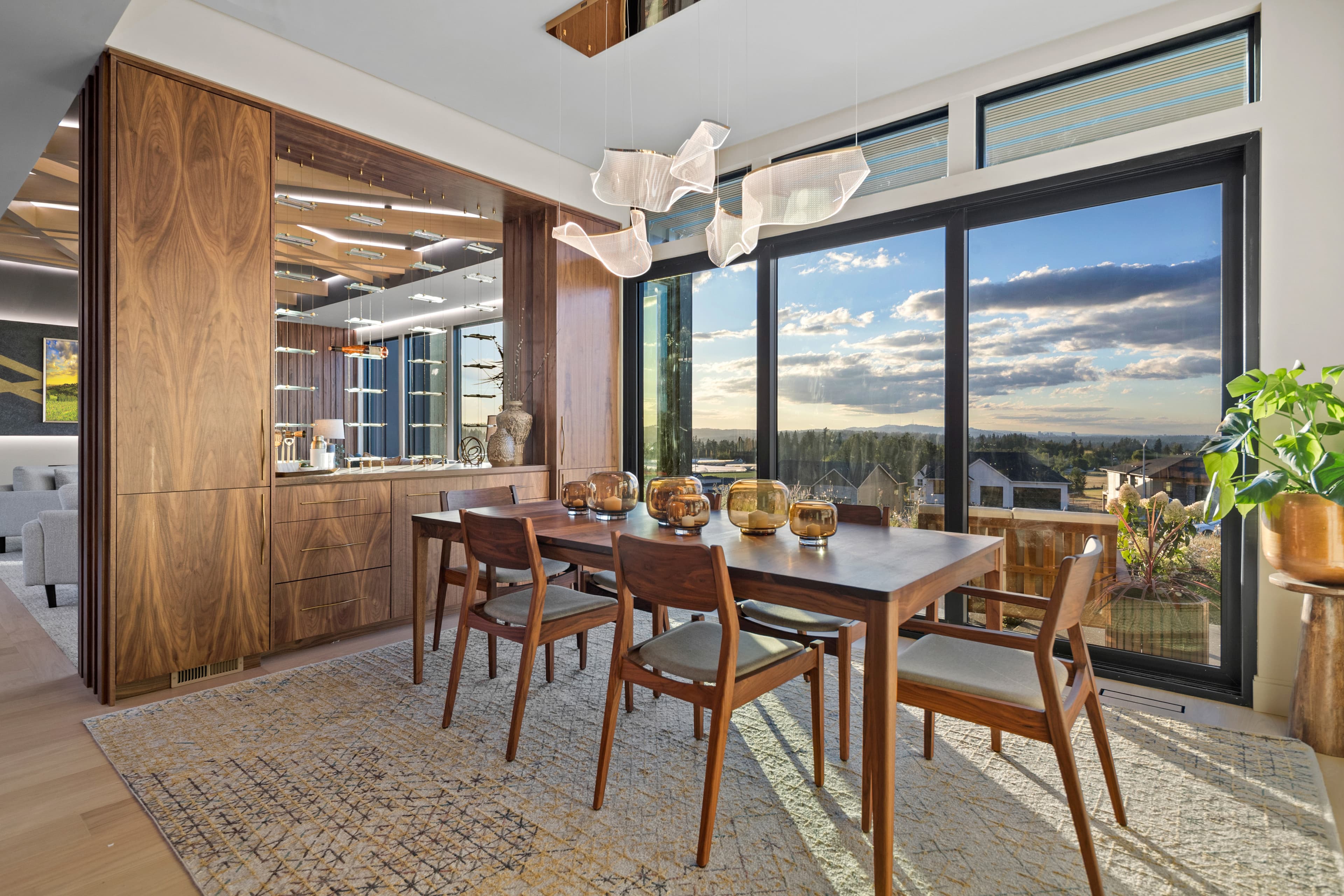 Quartzite counters and walnut cabinetry in the Creekside Homes Street of Dreams kitchen